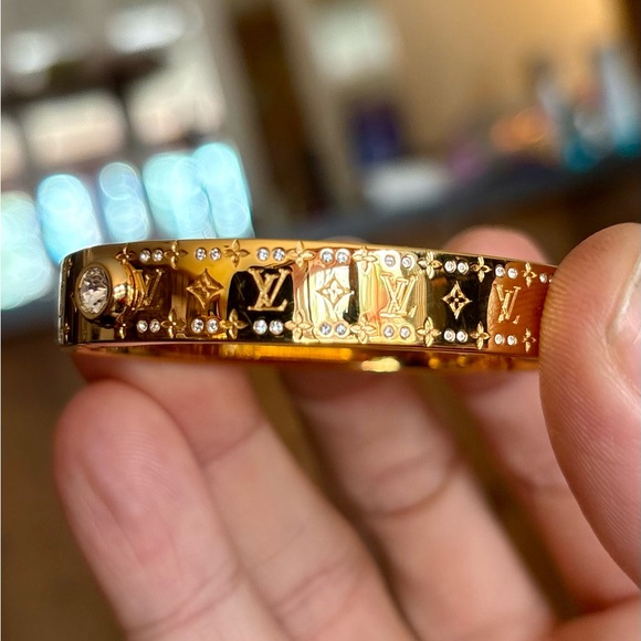 Louis Vuitton Jewelry - Louis Vuitton Nanogram Strass Bracelet Gold Crystal Bangle Certified Authentic 💎